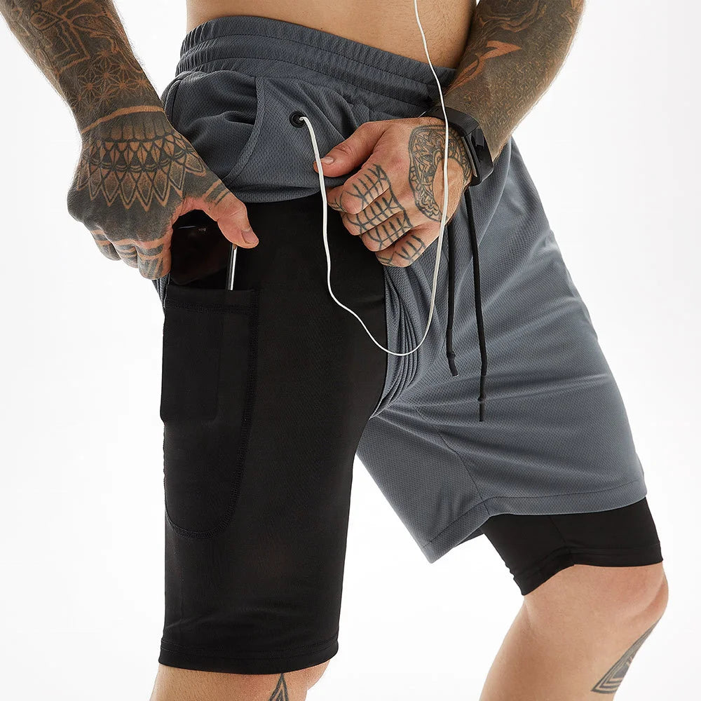M126 Men's Gym Shorts Quick Dry Summer Fitness Training Jogging Sportswear Custom Oem 2 in 1 Solid Pattern