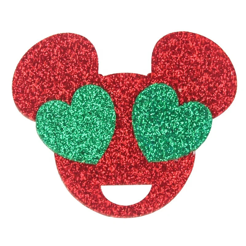 Ziming 2 Inches Cute Cartoon Glitter Mouse Face DIY Polyester Costume and Clothing Decoration Accessories