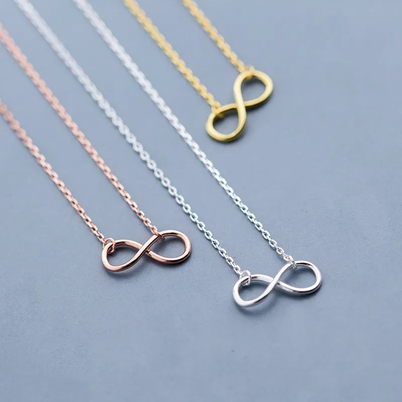 925 Sterling Silver Infinity Pendant Necklace Rose Gold Plated Chain Necklaces Fashion Jewelry for Women