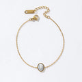 Wholesale Factory Exquisite Stainless Steel Jewelry White Oval Natural Stone Chain Bracelet for Women