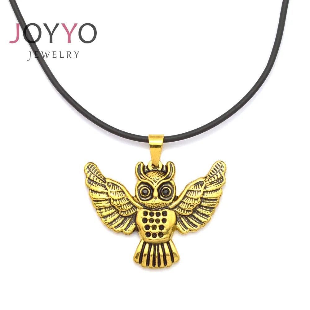 Women Jewelry  Rubber Necklace Cute Owl Pendant Stainless Steel Trendy Choker Necklace