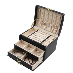 Premium Arched Leather Jewelry Box with Portable Handle Luxury Travel Organizer Multi-color PU Leather Storage Case