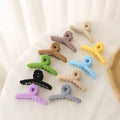 Elegant Woman Large 4.3Inch Clamp Ponytail Furry Wrapped Hair Claws Clip Ribbon Fuzzy Fur Flocking Hair Claw