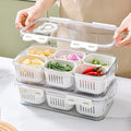 Nordic Kitchen Multi-Functional Plastic Storage Bin Transparent Divided Seasoning & Refrigerator Drain Storage Box
