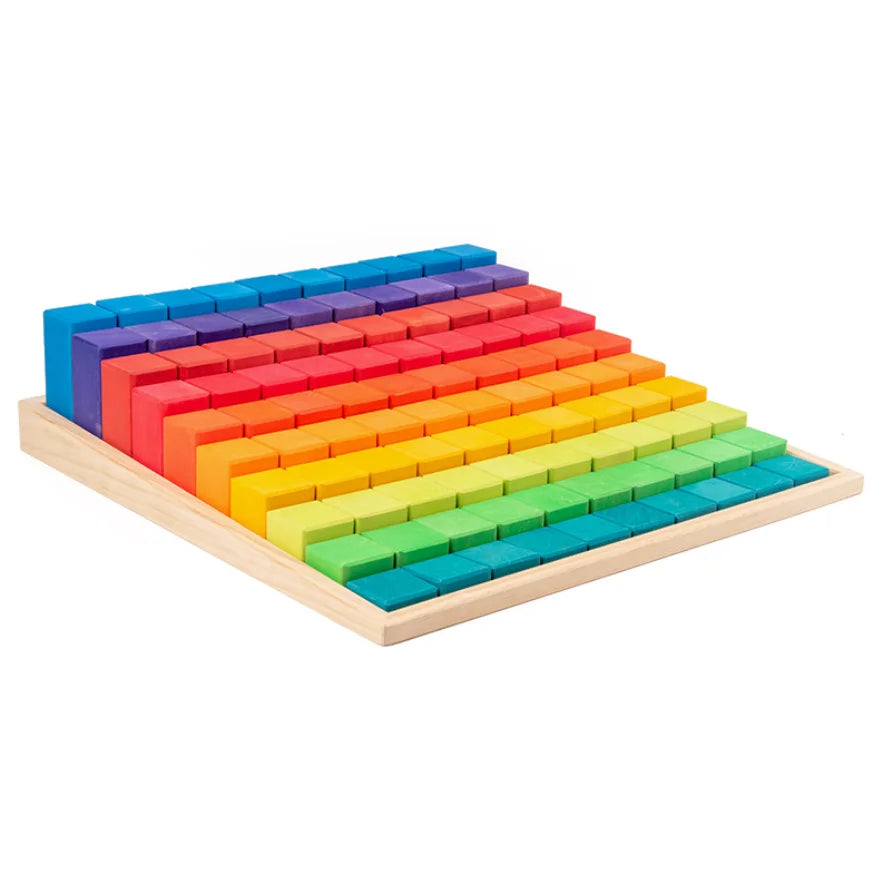 Wooden Rainbow Education Toys Play Stacking Game Learning Toy Geometry Building Blocks Rainbow Stacker