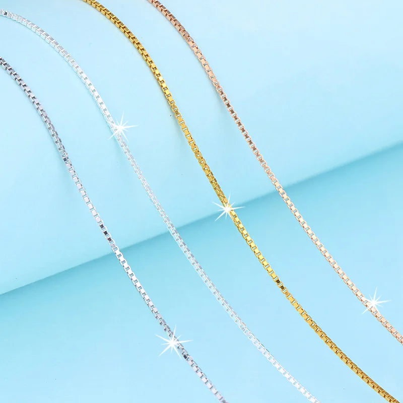 New Selling Superior Quality 16inches 18inches 925 Sterling Silver Chain Necklace Box Sliver Necklace
