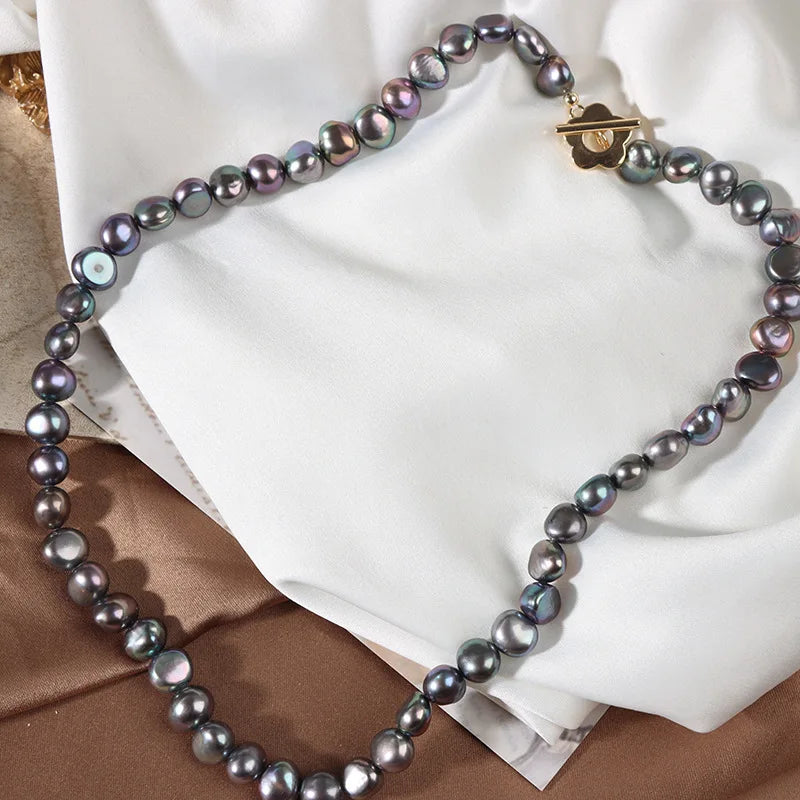 Wholesale Baroque Pearl Necklace Irregular Electroplating with Color Retention Natural Fresh Water Pearl Necklace
