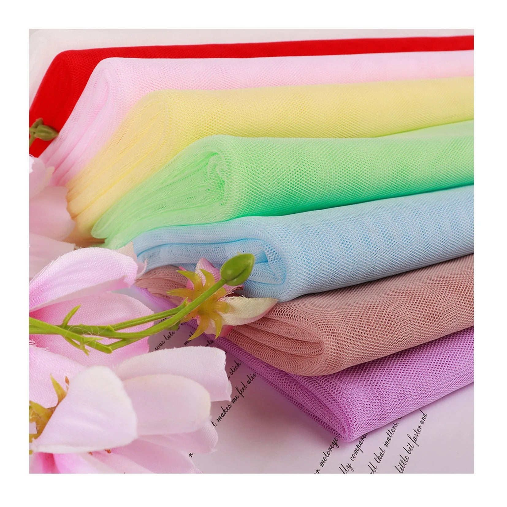 Wholesale 100% Polyester Warp Knit Printed Soft Hexagonal Tulle Mesh Fabric for Girls Wedding Garment Mosquito Nets-Water