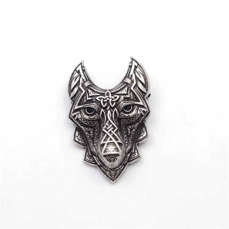 Gothic Irish Viking  Wolf Head Brooch Animal Lapel Pins Fashion Brooches for Men