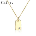 CZCITY CZ Star Cute Travel Necklace 14K Gold Plated Silver 925 Necklaces Wholesale Bar Pendant