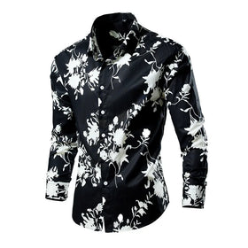RNSHANGER Mens New Stylish Hawaiian Shirts Autumn Spring Clothes Long Sleeve Black Oversized Shirts 8XL Travel Man Blouse