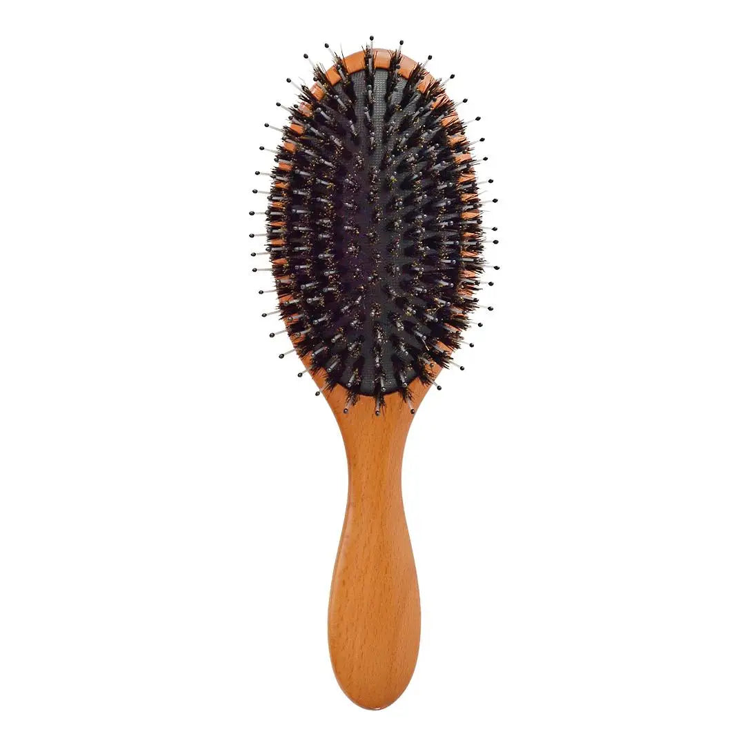 Wholesale Customized Logo Anti-Static Wooden Boar Bristle Nylon Waterproof Massage Cushion Hair Extension Paddle Brush