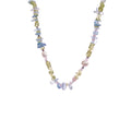 Elegant Aquamarine Crushed Stone & Green Square Crystal Necklace Brass Platinum Plated Boho Jewelry for Women Summer Gift