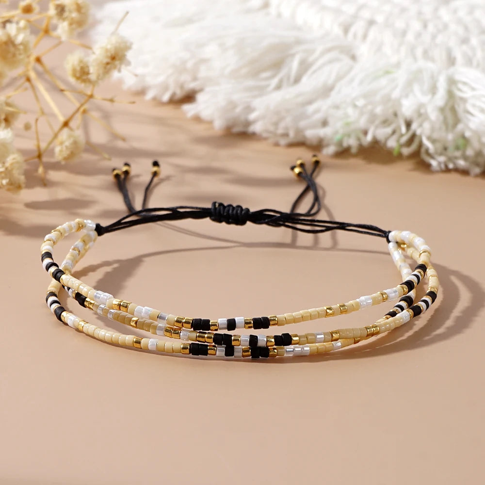 Go2boho Summer Boho Multi Layer Bangle Delicate Handmade Miyuki Beaded Colorful Women Bracelets for Daily Trendy MegaBDM