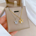 Fashion Titanium Steel Pentagram Zircon Minimalist 18k Gold Plated Necklace Choker Chain for Women Jewelry Gifts