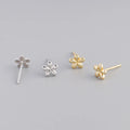 Ins Fashion 925 Silver Plain Simple Flower Shaped Stud Earrings Jewelry 18K Gold Plated Sterling Silver Stud Earrings for Women