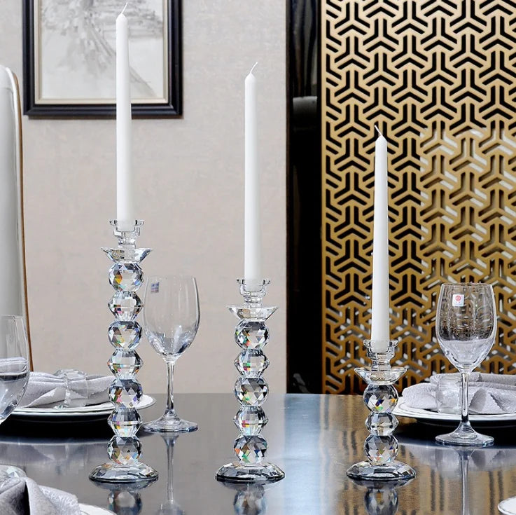 Home Decoration Wedding Party Popular Table Top Decoration Candle Holder Crystal Glass Candle Holder for Wedding Party