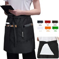 Waterproof Bartender Cotton Kitchen Bar Bistro Logo Waitress Short Waiter Waist Half Apron Chef Length Black for Cleaning 100pcs