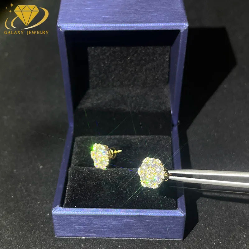 Customize Personality Classic Round Cut VVS D Color Moissanite Stud Earrings 925 Sterling Silver Wholesale Price