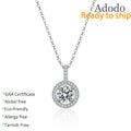 Fine Jewelry Round Cut 1 Carat VVS GRA Moissanite Pendant Necklaces 925 Sterling Silver Gold Plated Circle Halo Chain for Women
