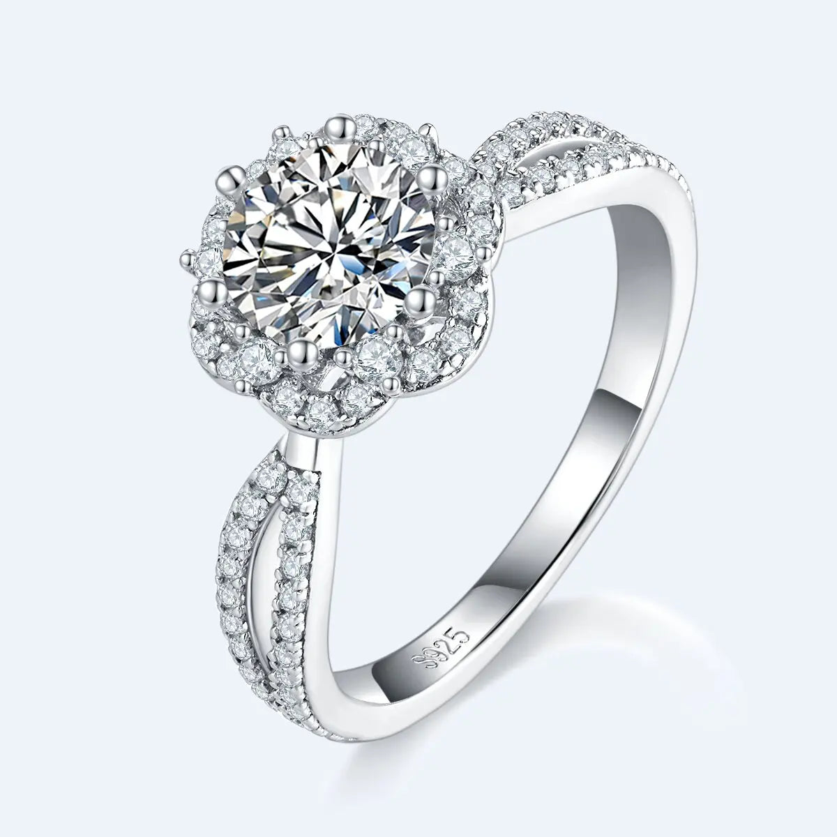 Lanphear New Arrival Fashion Jewelry S925 Silver 1CT Round Brilliant Cut Moissanite Ring Creative Design Engagement Bands Rings