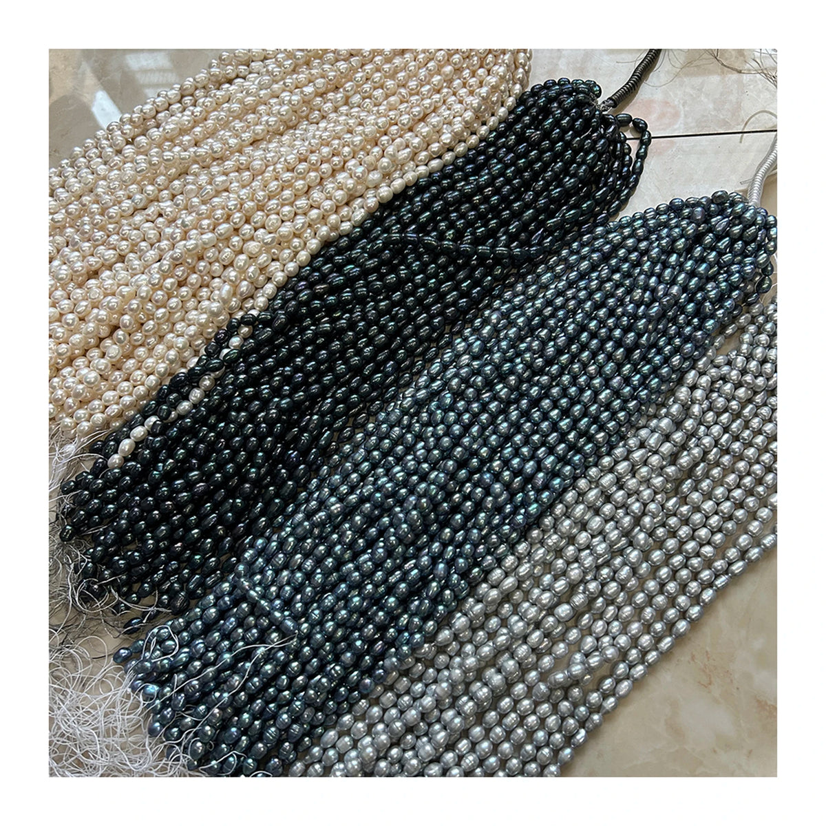 6-7mm Natural Rice Shape Freshwater Pearls Full Color Mix Colors Loose in Strand 37cm for Jewelry Making