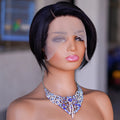 Sassoon VS T-Part Short 180% Density for Swiss Lace Front Raw Indian Virgin Human Hair Frontal Wig HD Transparent
