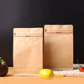 Coffee Bags with Valve zipper Square Bottom Brown Biodegradable Compostable Stand up Pouch 8 Sealing Bag for Coffee Beans