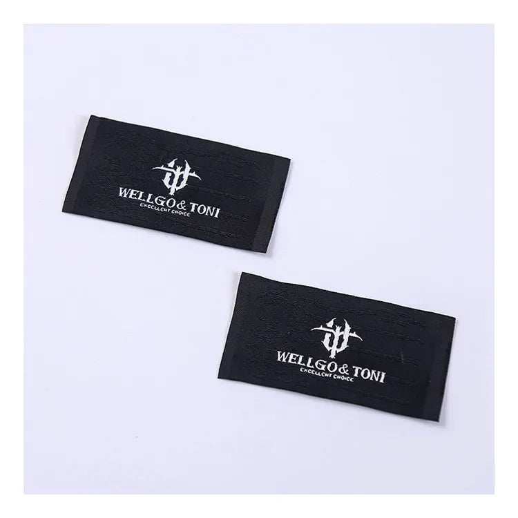 High Quality Brand Logo Custom Black Satin Woven Neck Labels Garment Label for Clothing