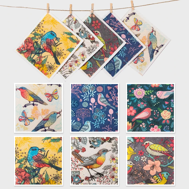 Eco-Friendly Swedish Dish Cloth Custom Design Kitchen Cleaning Cellulose Sponge Pads Cloths for Home