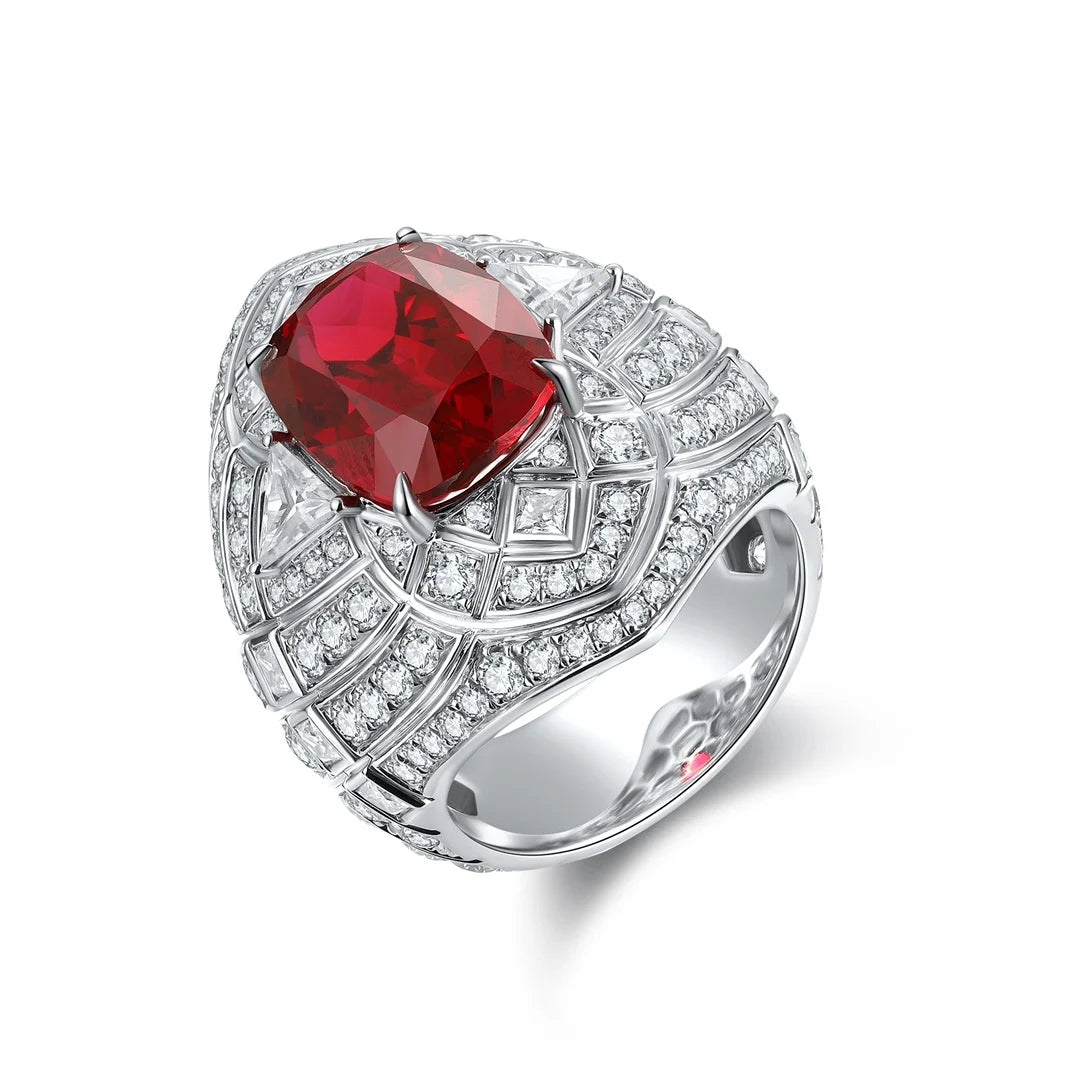 High-end Noble 925 Sterling Silver Lab Grown Ruby Gemstone Wedding Ring Exquisite Craftsmanship Elegance Trendy Fine Jewelry