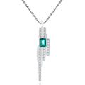 OAHLAN Fashion Jewelry 925 Sterling Silver Dainty Emerald Cut Gemstones Pendant Necklace for Women Birthday Valentine's Day Gift