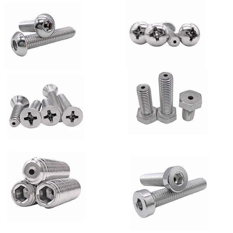 Custom Hex Socket Pan Countersunk Head Hollow Vacuum Vented Screw With Hole