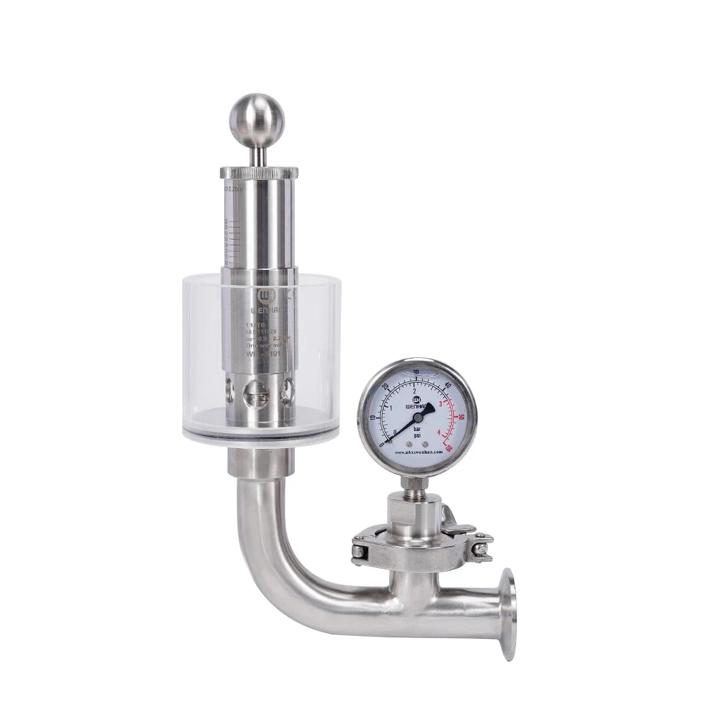 Integrated Pressure Gauge Spunding Valve with Tri-Clamp Manual Control for Water Safety Structure