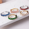 Cute Colours Trendy Brass Heart Band Dainty Engagement Promise Wedding Zircon Adjustable Open Ring for Women