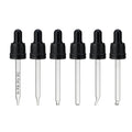 Plastic Dropper Cap 18 mm Tamper Evident Matte Black Silicone Rubber Dropper with Glass Pipette for Essential Oil Bottles
