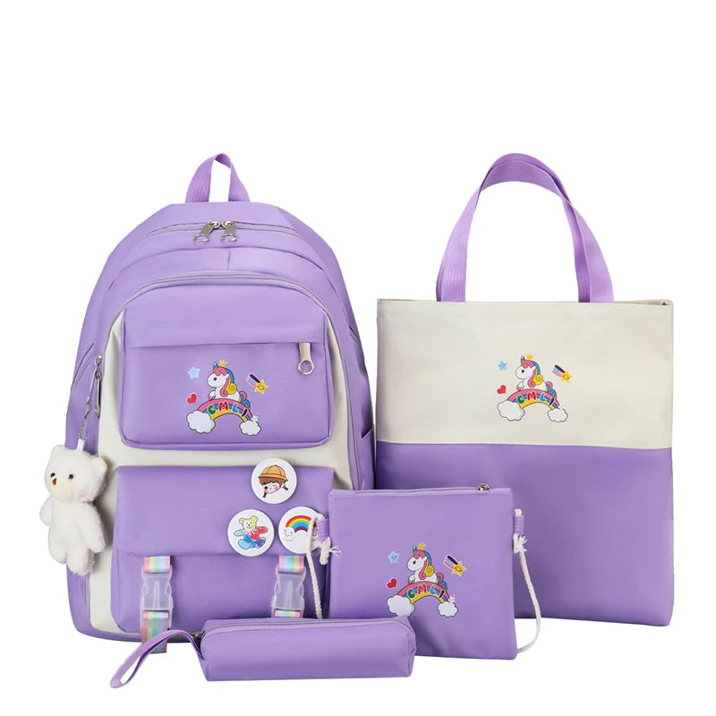 Large-capacity Cute Women Multi-Pocket Backpack Ins Junior High School Student School Bag Female Girl Backpack Laptop Book
