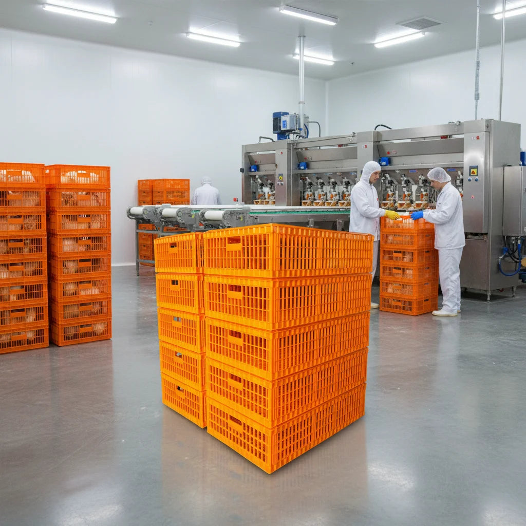New Plastic Orange Chicken Transport Crates Portable Cages for Chicken Transportation