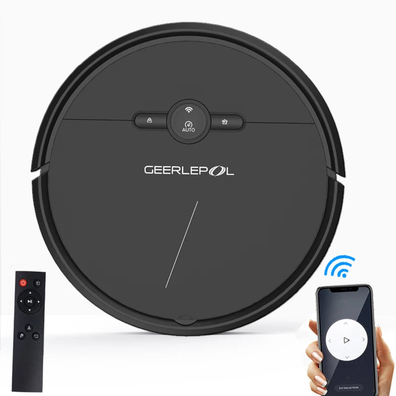 Geerlepol Robot Vacuum Cleaner Strong Suction Robotic Wet Dry Mop Alexa Voice Control HEPA Electric Household for Hotels