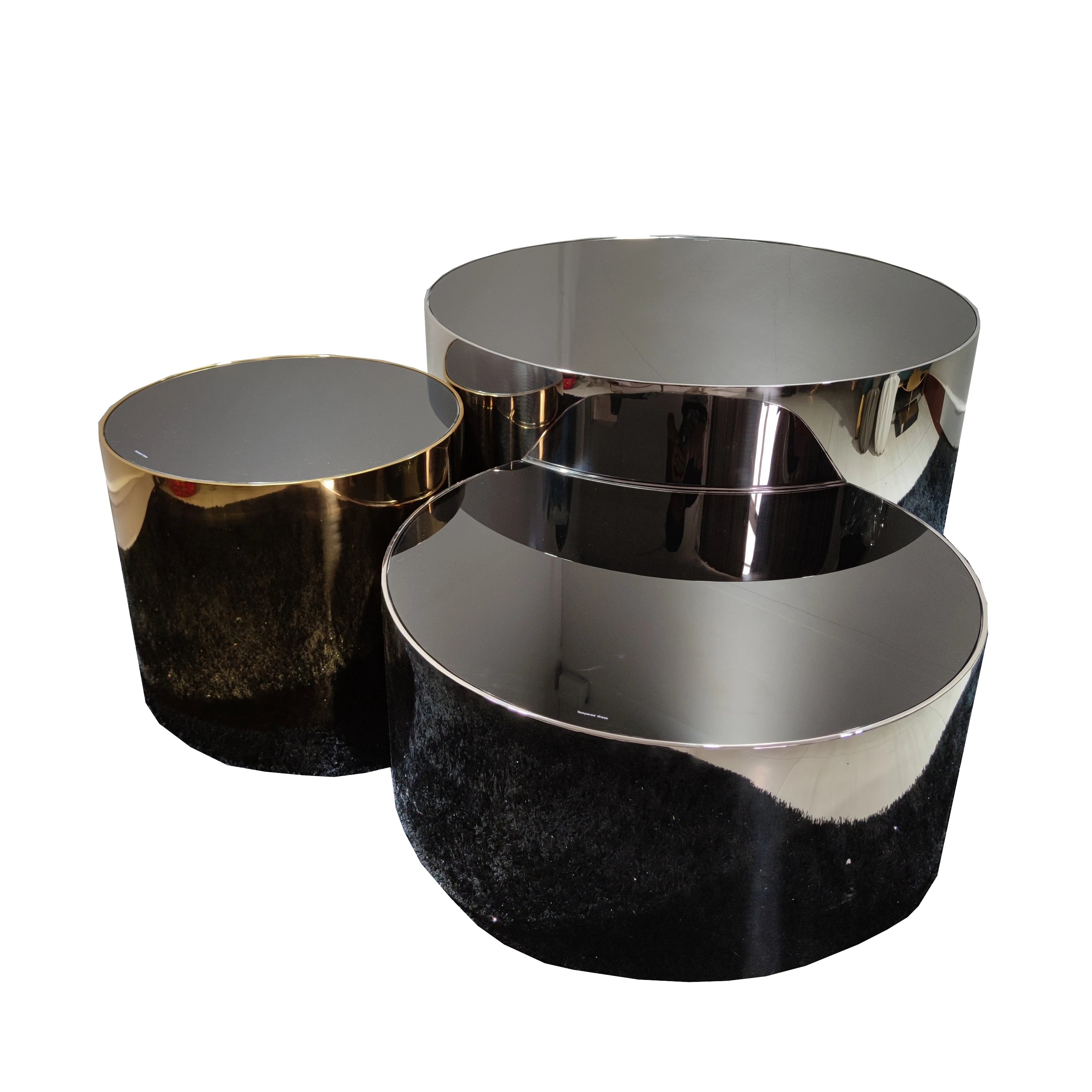 Nesting Round Side Set of 3 Accent End Table for Living Room with Wood or Marble Finish Tabletop White Coffee Table