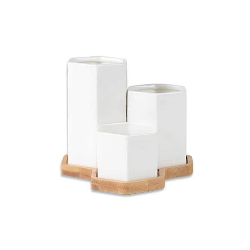 Modern White Ceramic Hexagon Succulent Planter Quality Home Garden Decor with Christmas Design New Year Flower Pot