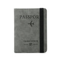 Premium Embossed Logo Grey PU Leather Family Passport Holder with RFID Blocking