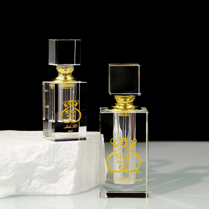 Empty Perfume Packaging Bottle 12ml Dubai Design Gold Painting Fancy Crystal Stick Attar Essential Oil Bottle