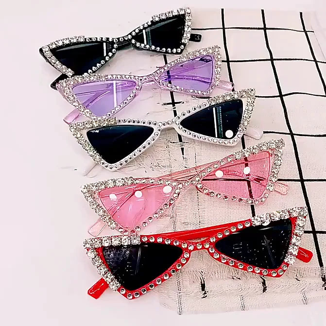 9013 Pink Cute Diamond Sunglasses 2022 Luxury Children Trend Rhinestones Cat Eye Sun Glasses for Kids Boys Girls UV400 Shades