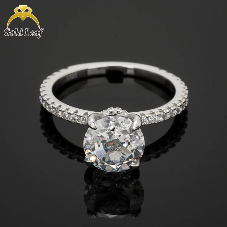 Goldleaf Wholesale 925 Sterling Silver Wedding Engagement Ring Gold Plated CZ Stones for Women's Party Wear Hot Sale Wedding