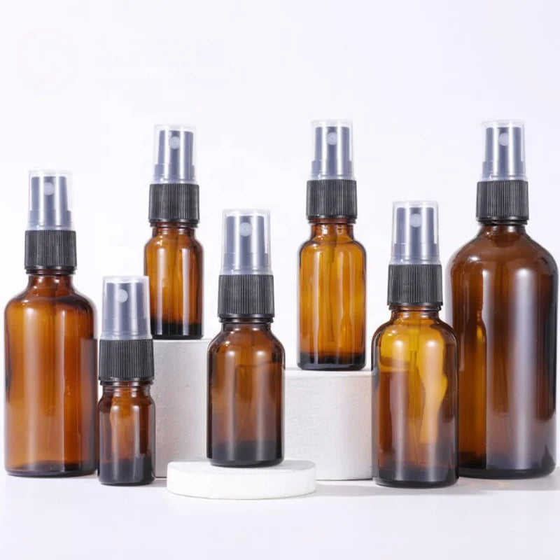 Wholesale Custom Empty 5ml 10ml 15ml 20ml 30ml 50ml 100ml Amber Glass Spray Bottles for Essential Oils and Cosmetics