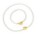 Baroque Freshwater Pearl Flower OT Clasp Choker Necklace Bracelet Jewelry Set Gold Plated Stainless Steel Natural 18K YF2866