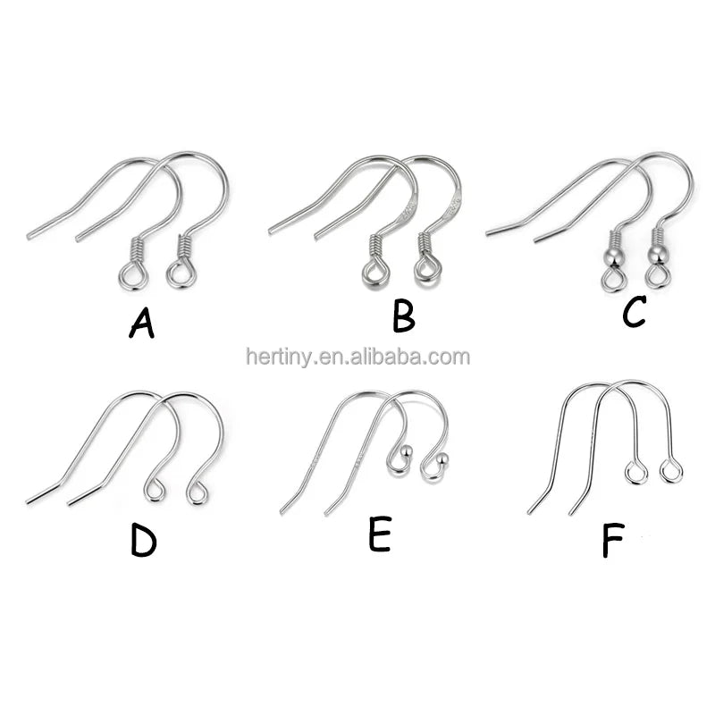 10 Pairs Per Bag 0.6mm Thick Earring Hook Ear Wires in Sterling Silver 925 for Earrings Jewelry Making Finding