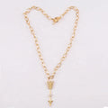 Women Ethnic Jewelry Gold Paperclip Chain Arrow Sun Necklace Cubic Zircon Cross Choker Necklace