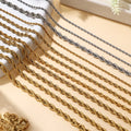 Trendy 6mm Stainless Steel Rope Chain Necklace No Color Retention 16 Inches to 30 Inches Genuine 18K PVD Gold Necklace for Women